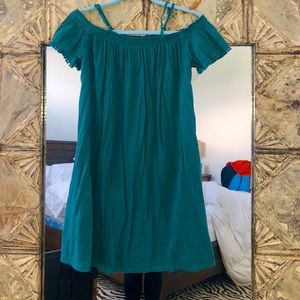 Teal Wild Pearl open shoulder dress
